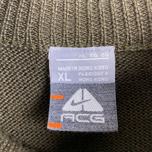 VTG Nike ACG Mens XL Wool Blend Full Zip Sweater Green Aztec Fair Isle - Picture 4 of 9